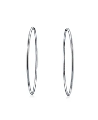 Bling Jewelry Thin Minimalist Hoop Huggie Earrings Sterling Silver Various Sizes
