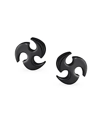 Bling Jewelry Tribal Star Swirl Stud Earrings Silver Black Stainless Steel