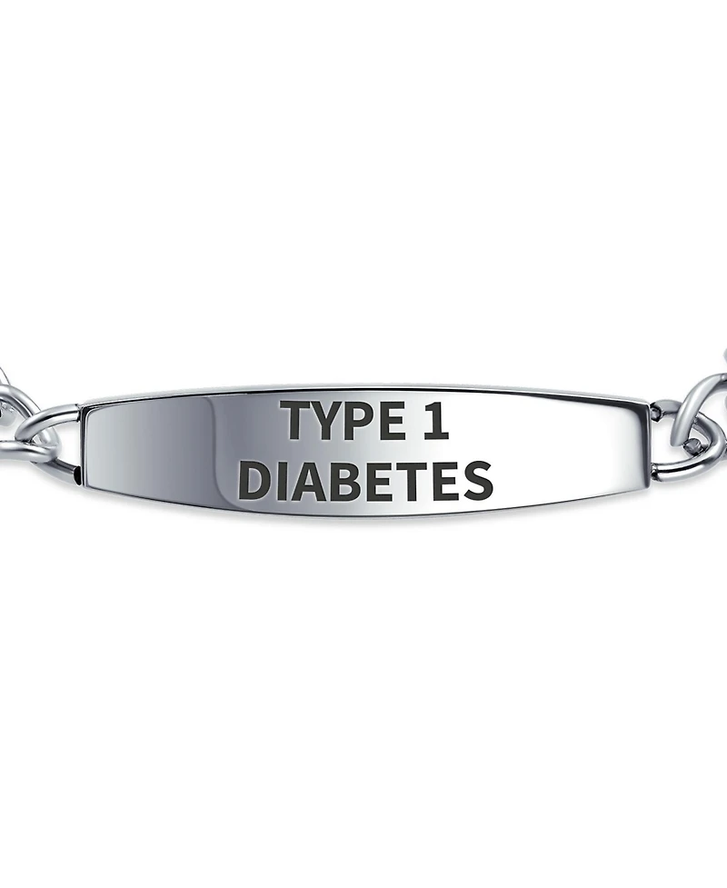 Bling Jewelry Type 1 Diabetes Identification Medical Id Bracelet Miami Cuban Link Chain Stainless Steel 8 Inch