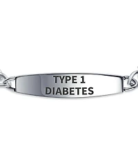 Bling Jewelry Type 1 Diabetes Identification Medical Id Bracelet Miami Cuban Link Chain Stainless Steel 8 Inch