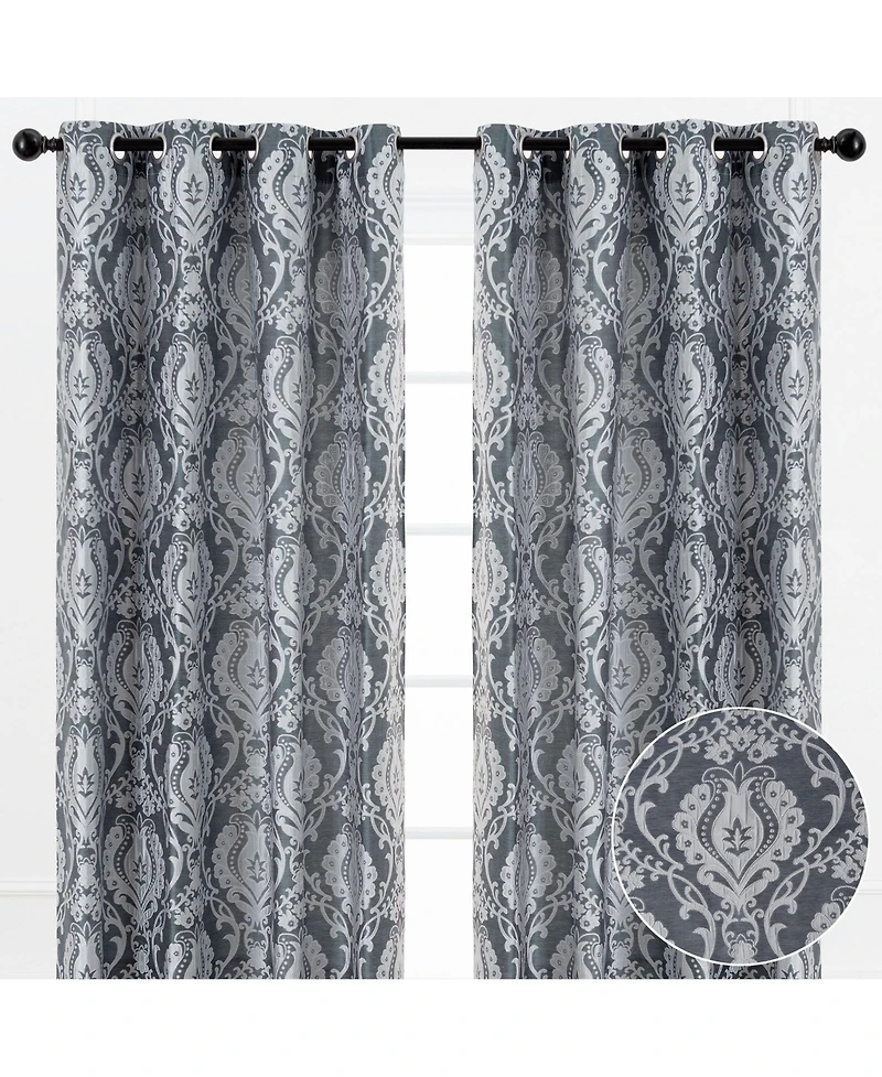 Chanasya Premium Damask Pattern Luxury Beige Curtains - 96 Inch Panels with Grommets - for Living Room Windows Bedroom Kitchen Dining