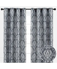 Chanasya Premium Damask Pattern Luxury Beige Curtains - 96 Inch Panels with Grommets - for Living Room Windows Bedroom Kitchen Dining