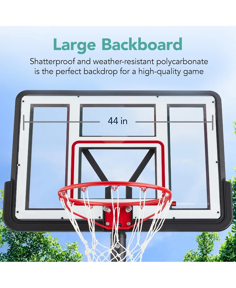 Best Choice Products Adjustable Regulation-Size Basketball Hoop, Portable Sport System w/ Fillable Base, Wheels
