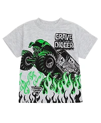 Monster Jam Boys Grave Digger T-Shirt and Shorts Outfit Set