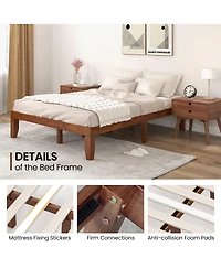 Gymax 14'' Full Size Wooden Platform Bed Frame w/ Strong Slat Support Brown Cherry