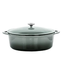 MegaChef 7 Quarts Oval Enameled Cast Iron Casserole Red