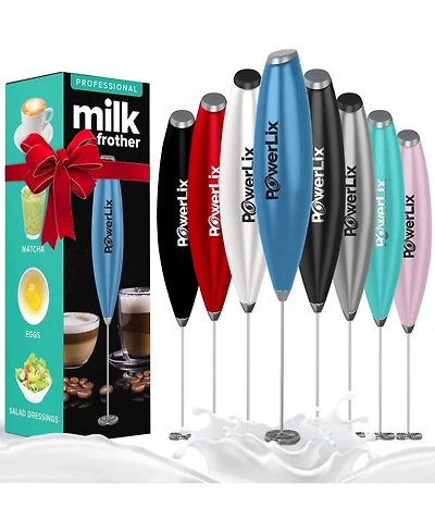 PowerLix Milk Frother Battery Operated Foam Maker For Coffee With Stainless Steel Stand