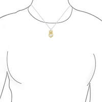 Bling Jewelry Two Tone Bird Animal Wise Graduate Dangling Owl Pendant Necklace Dangle Earrings Jewelry Set Yellow 14k Gold Plated .925 Sterling Silver