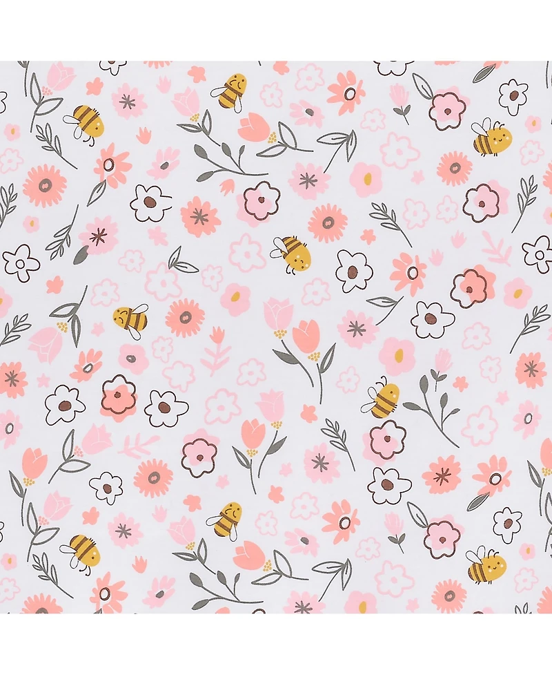 Lambs & Ivy Little Garden 100% Cotton Pink Floral Fitted Crib/Toddler Sheet