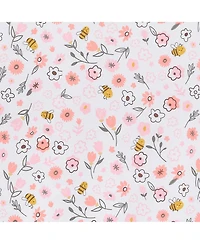 Lambs & Ivy Little Garden 100% Cotton Pink Floral Fitted Crib/Toddler Sheet