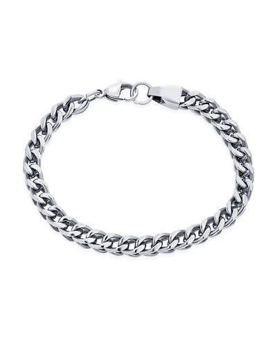 Bling Jewelry Classic Curb Chain Link Bracelet Solid Heavy Silver Gold Plated Stainless Steel 6MM