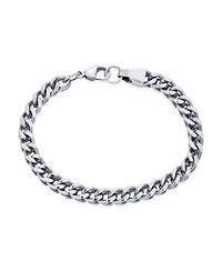 Bling Jewelry Classic Curb Chain Link Bracelet Solid Heavy Silver Gold Plated Stainless Steel 6MM