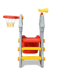Gymax 2-Step Children Castle Slide Basketball Hoop and Telescope Toy Indoor & Outdoor