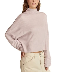 Lucky Brand Women's Cloud Ribbed Knit Mock Neck Top