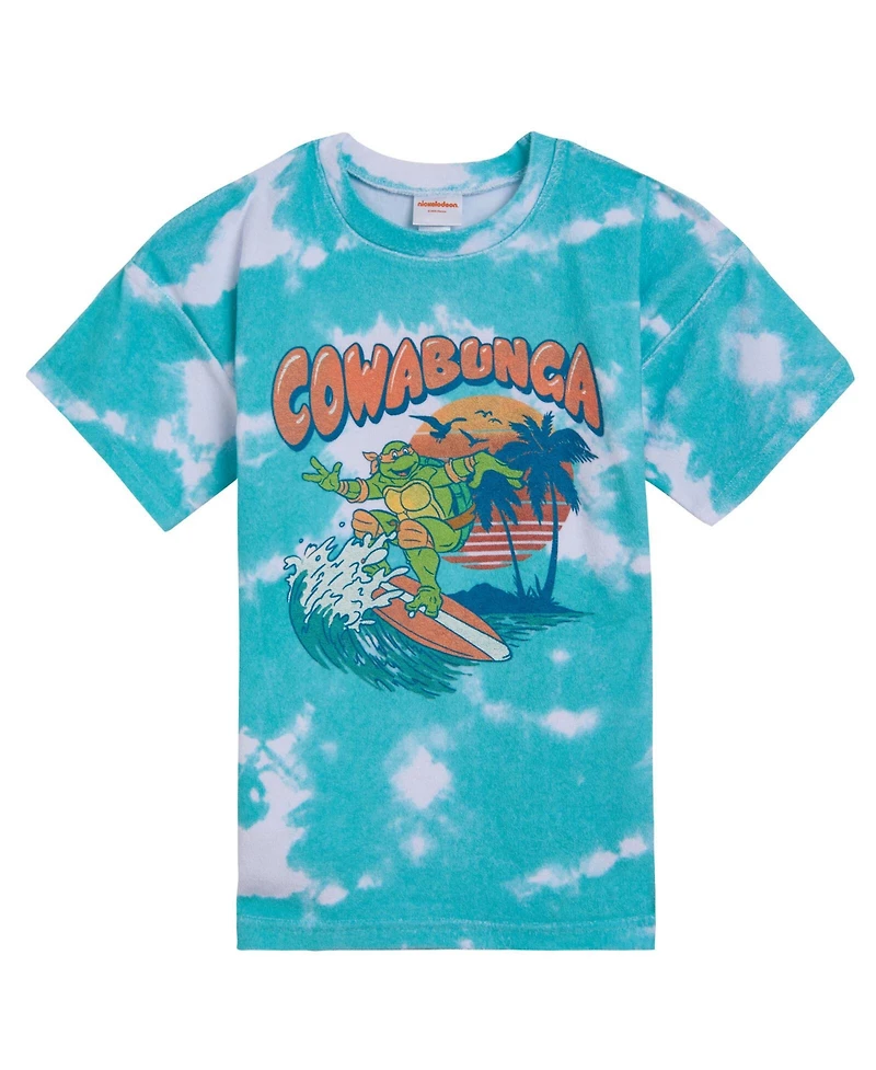 Teenage Mutant Ninja Turtles Toddler Boys Michelangelo Surfboard T-Shirt Shorts and Hat 3 Piece Outfit Set to
