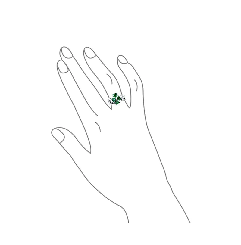 Bling Jewelry St Patrick Shamrock Irish Green Cz Flower Lucky Four Leaf Clover Inset Ring Set Sterling Silver Cubic Zirconia