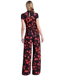 HotSquash London Women's Faux-Wrap Wide Leg Jumpsuit