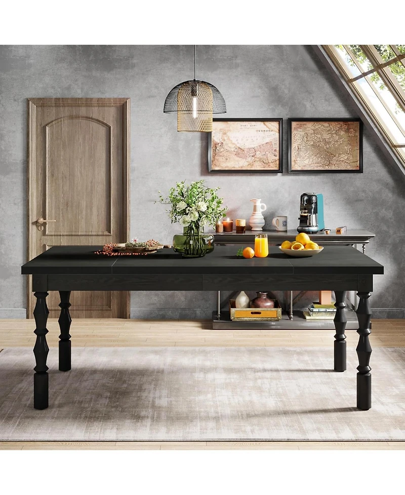 Tribesigns 62” Wood Dining Table for 4-6 People, Farmhouse Large Rectangle Kitchen Table