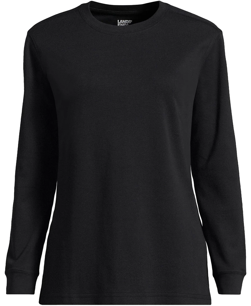 Lands' End Plus Cotton Relaxed Long Sleeve Crew Neck