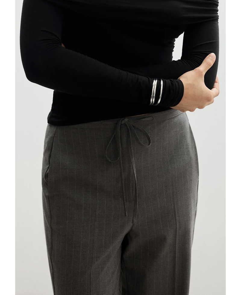 Mango Women's Chalk-Stripe Straight Trousers