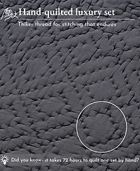 Hand-Quilted 100% Cotton Quilt Set, Pre-Softened, 3 Piece Quilt & Sham Set by California Design Den