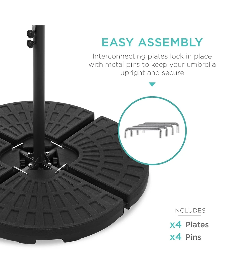 Best Choice Products 4-Piece Cantilever Offset Patio Umbrella Base Stand, Fills Up to 160lbs w/ Carry Handles
