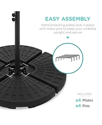 Best Choice Products 4-Piece Cantilever Offset Patio Umbrella Base Stand, Fills Up to 160lbs w/ Carry Handles