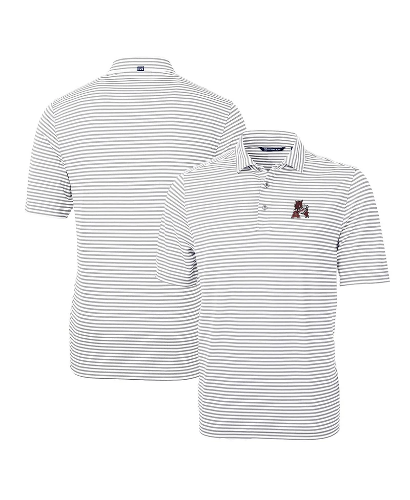 Cutter & Buck Men's Arkansas Razorbacks Throwback Logo Virtue Eco Pique Stripe Polo