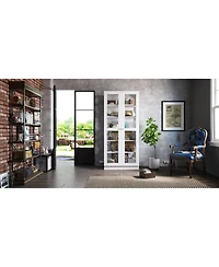 6-Shelf Standard Bookcase Bookshelf with 2-Glass Door
