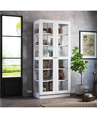 6-Shelf Standard Bookcase Bookshelf with 2-Glass Door