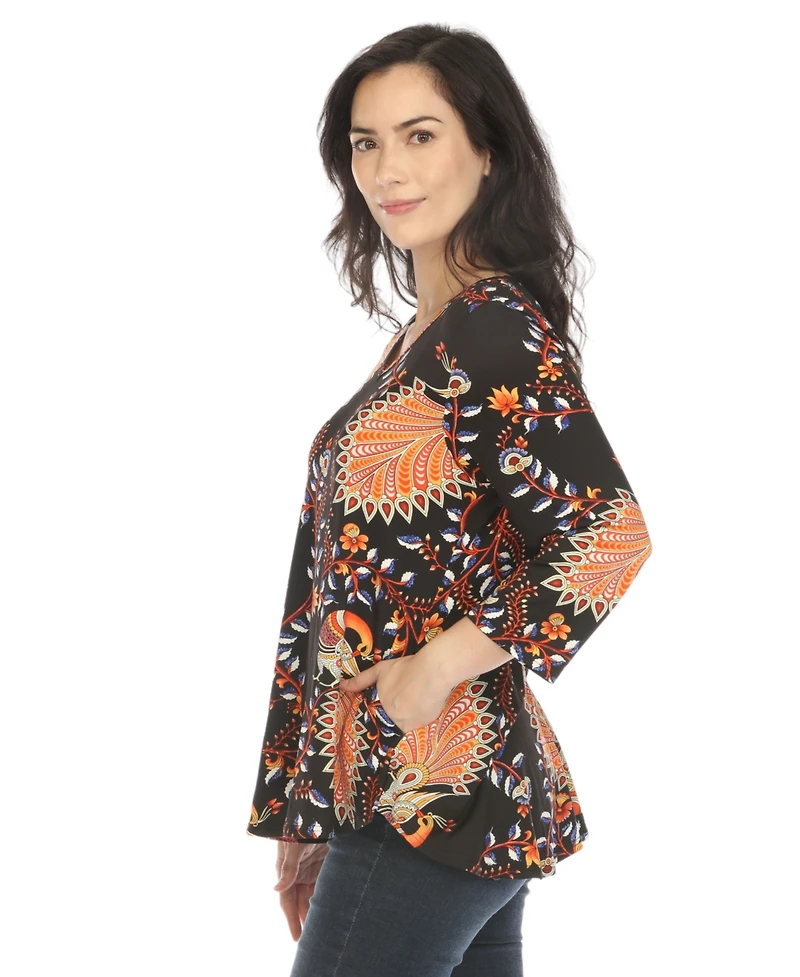 White Mark Women's Vibrant Boho Swing Top