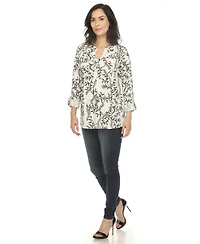 White Mark Women's Paisley Button Front Tunic Top