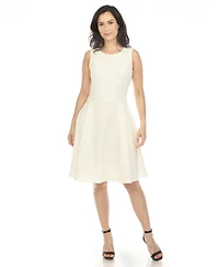 White Mark Women's Tweed Fit and Flare Dress
