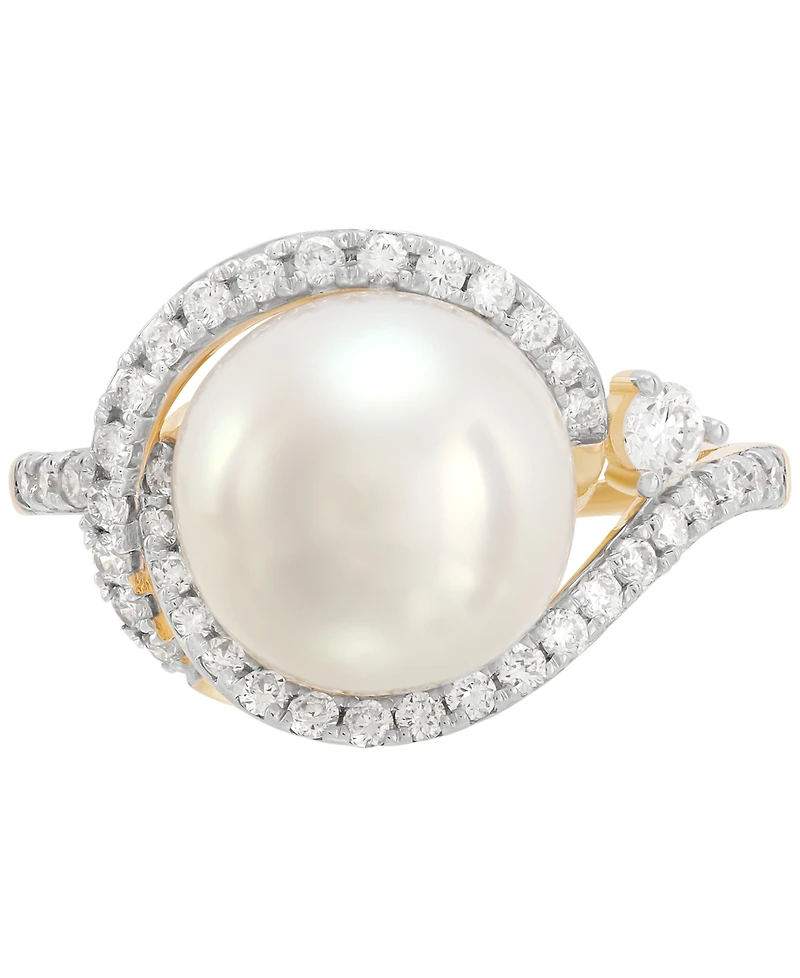 Grown With Love Cultured Freshwater Pearl (10mm) & Lab Grown Diamond (3/8 ct. t.w.) Ring in 14k Gold