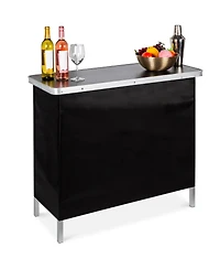 Best Choice Products Portable Pop-Up Bar Table for Indoor/Outdoor, Party, Picnic w/ Carrying Case, Removable Skirt