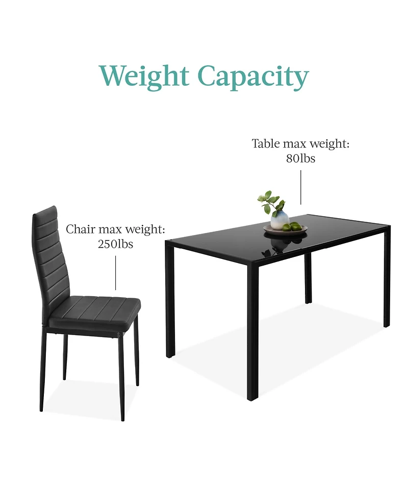 Best Choice Products 7-Piece Kitchen Dining Table Set w/ Glass Tabletop, 6 Faux Leather Chairs