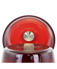 MegaChef 5 Quarts Round Enameled Cast Iron Casserole with Lid in Red