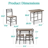 Best Choice Products 3-Piece Modern Dining Set, Square Table & Chairs Set w/ Steel Frame, Built-In Storage Rack