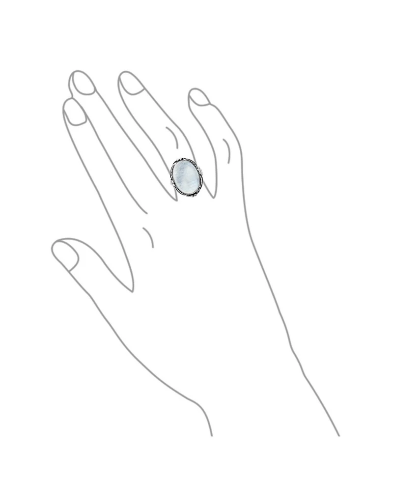 Bling Jewelry Leaf Large Oval Natural Turquoise Statement Ring .925 Sterling Silver