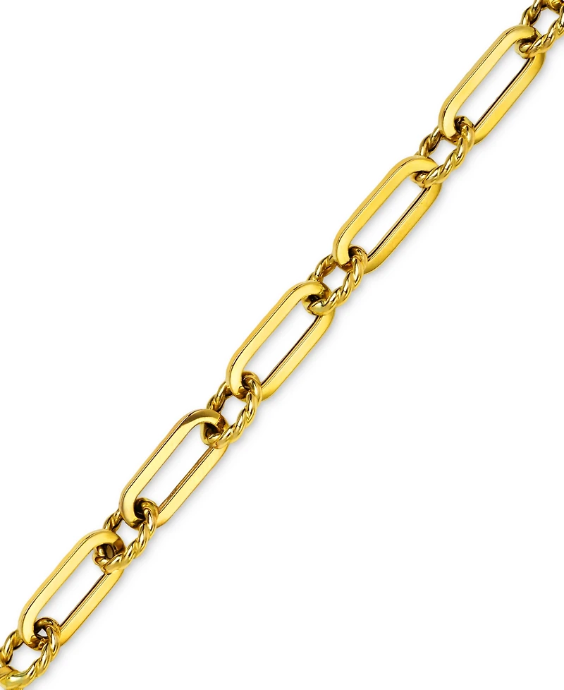 Italian Gold Polished & Twist Paperclip Link Chain Bracelet in 14k Gold