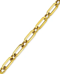 Italian Gold Polished & Twist Paperclip Link Chain Bracelet in 14k Gold