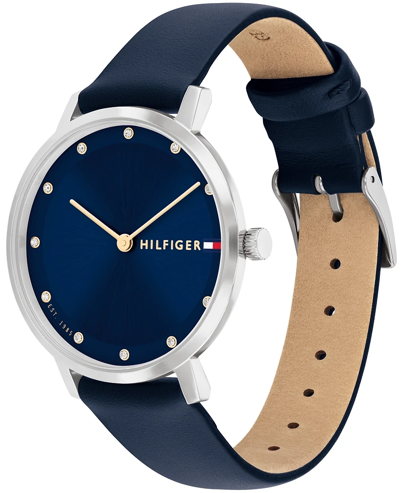 Tommy Hilfiger Women's Quartz Navy Leather Strap Watch 35mm