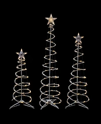 Northlight 3' 4' and 6' Lighted Warm White Outdoor Spiral Christmas Cone Trees Set of 3 Led
