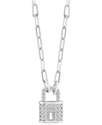 Effy Diamond Padlock 18" Pendant Necklace (1/6 ct. t.w.) in Sterling Silver