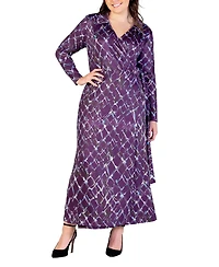 24seven Comfort Apparel Plus Size Collared Wrap Maxi Dress