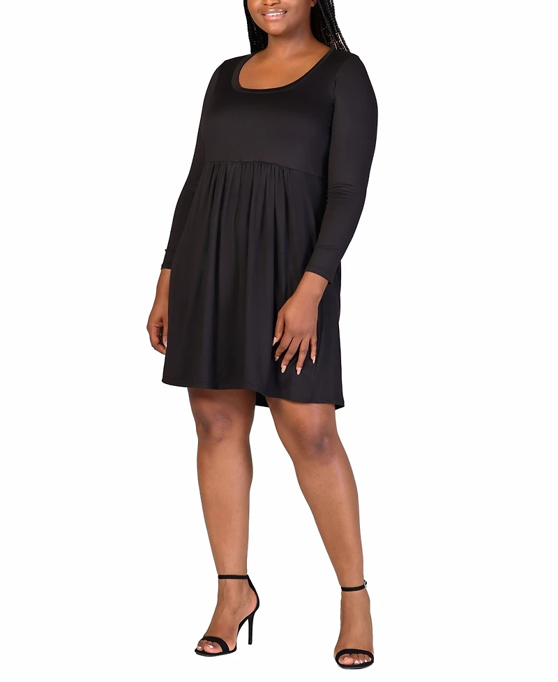 24seven Comfort Apparel Plus Size Long Sleeve Knee Length Dress