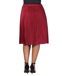 24seven Comfort Apparel Plus Elastic Waistband Party Midi Skirt