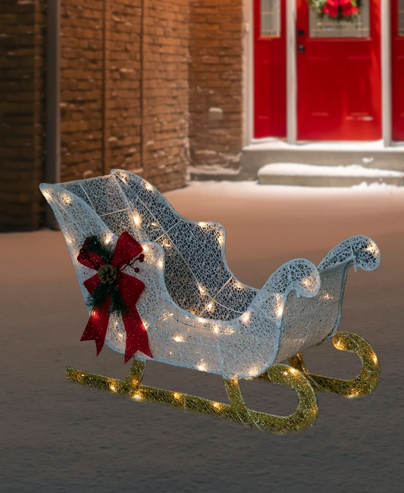 Northlight 30.25" Led Lighted Glittery White Sleigh Outdoor Christmas Decoration