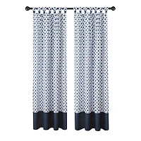 Kate Aurora 2 Pack: Modern Chic Geometric Tab Top Window Curtain Panels - 52 in. W x 63 L, Navy