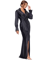 Xscape Women's Satin Shirtdress Gown